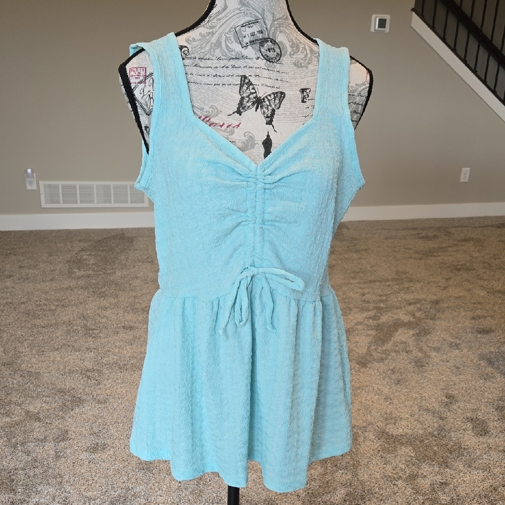 Maurices Sky Blue Textured Sleeveless Top